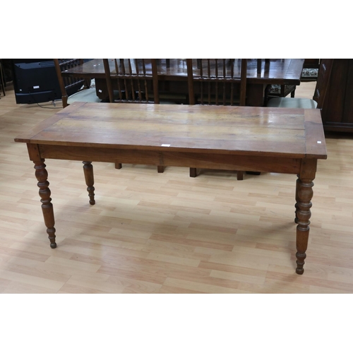 Appraisal: Antique French cherrywood turned leg country table fitted with a