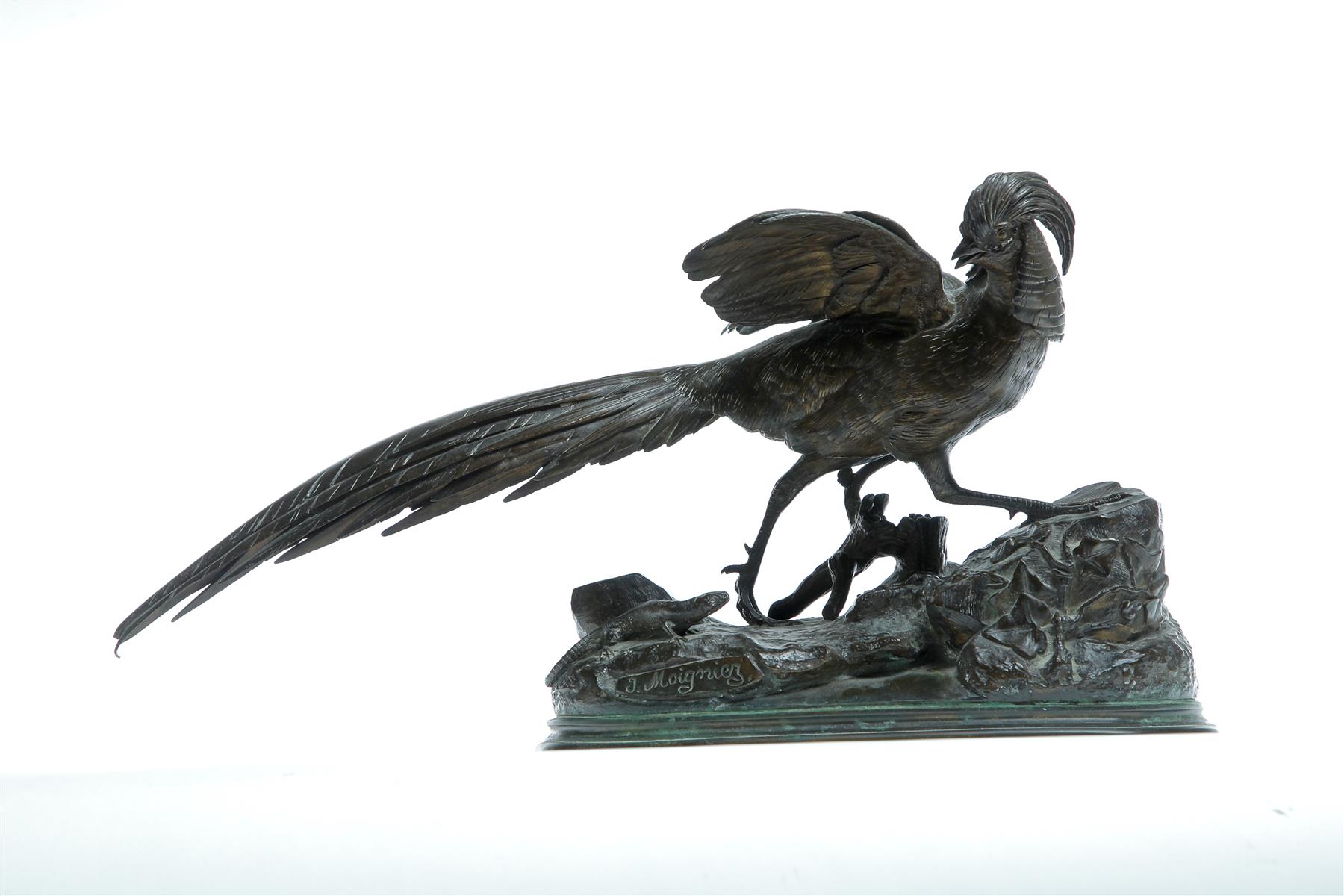 Appraisal: BRONZE PHEASANT AFTER JULES MOIGNIEZ FRANCE - Signed on the