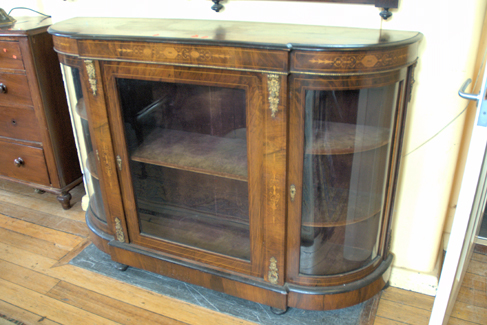 Appraisal: VICTORIAN INLAID GLAZED HALL CABINET