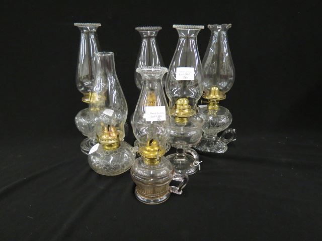 Appraisal: Antique Glass Oil Lamps all finger or chamberstick type with