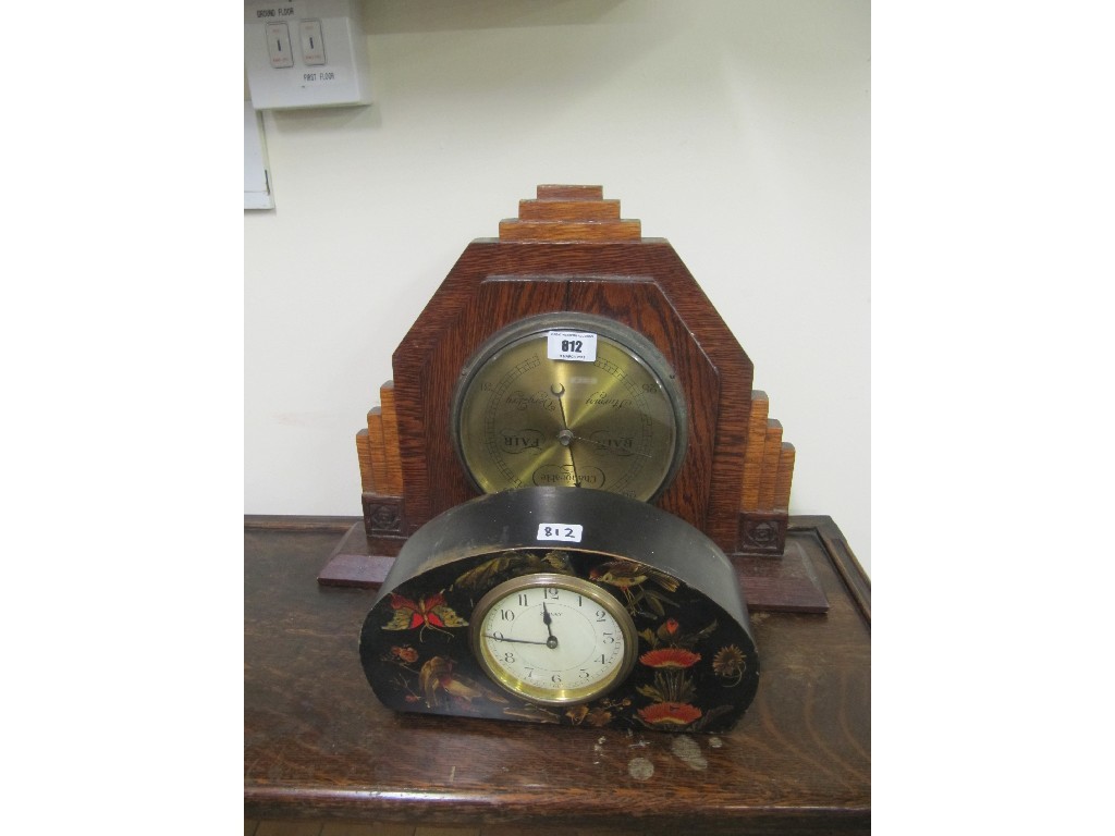 Appraisal: Art Deco mantel barometer and an eight day mantel clock