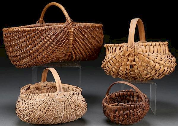 Appraisal: A COLLECTION OF FOUR WOVEN BASKETS TH CENTURY A COLLECTION