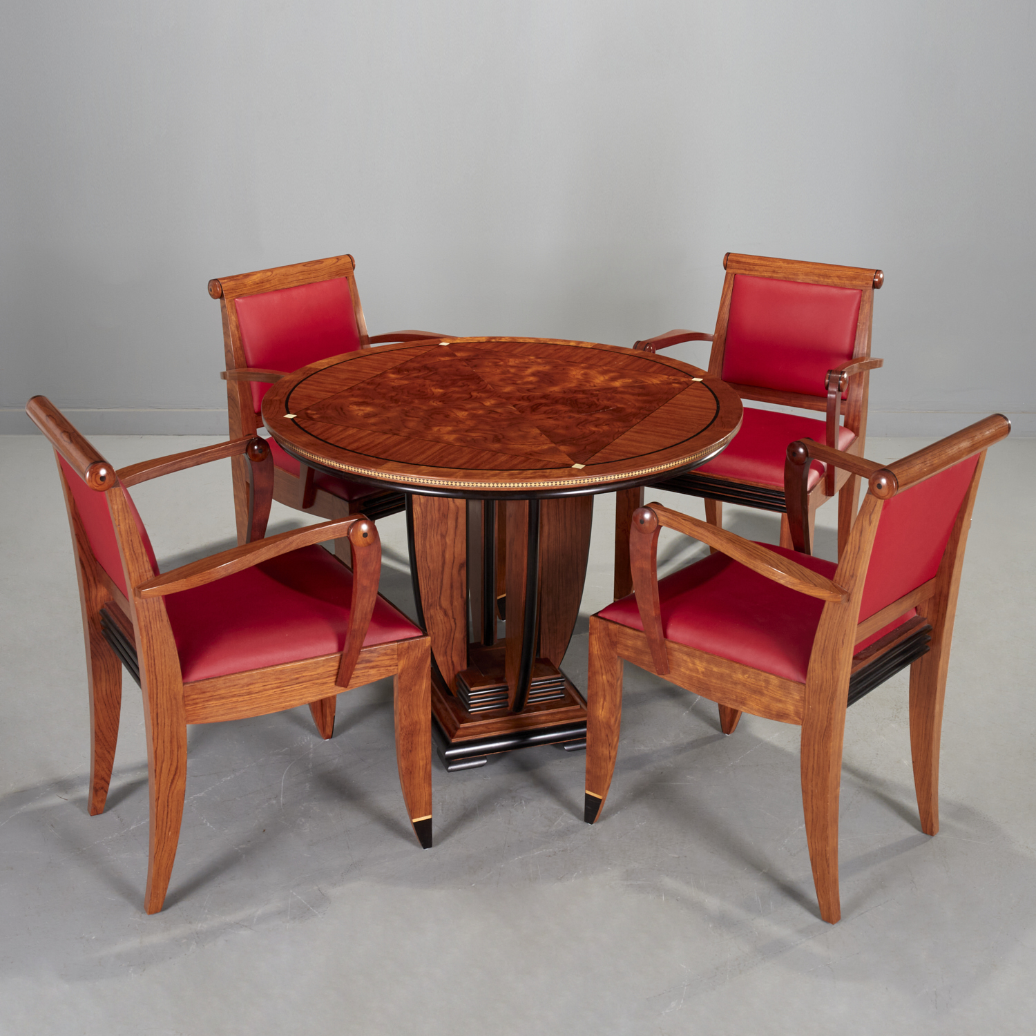 Appraisal: RON PUCKETT CRAFT STUDIO TABLE AND CHAIRS USA French Art