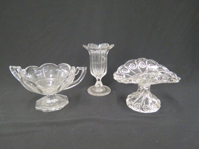 Appraisal: pcs Antique Glassware pattern glass fruit compote cut spooner or