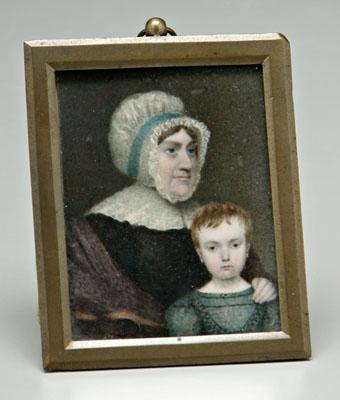 Appraisal: Early th century miniature portrait woman wearing lace bonnet and