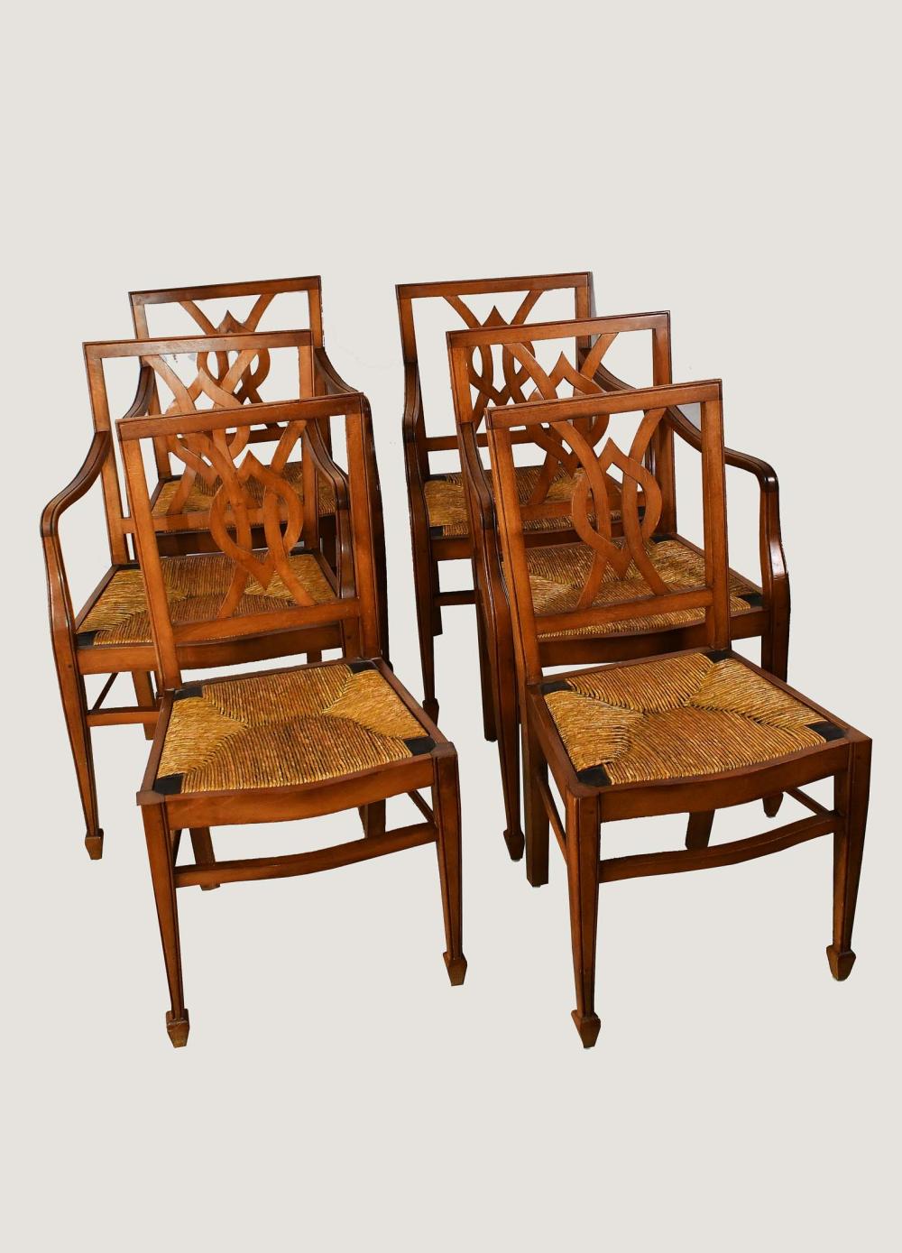 Appraisal: SET OF SIX ITALIAN FRUITWOOD CHAIRSFirst Half th Century The