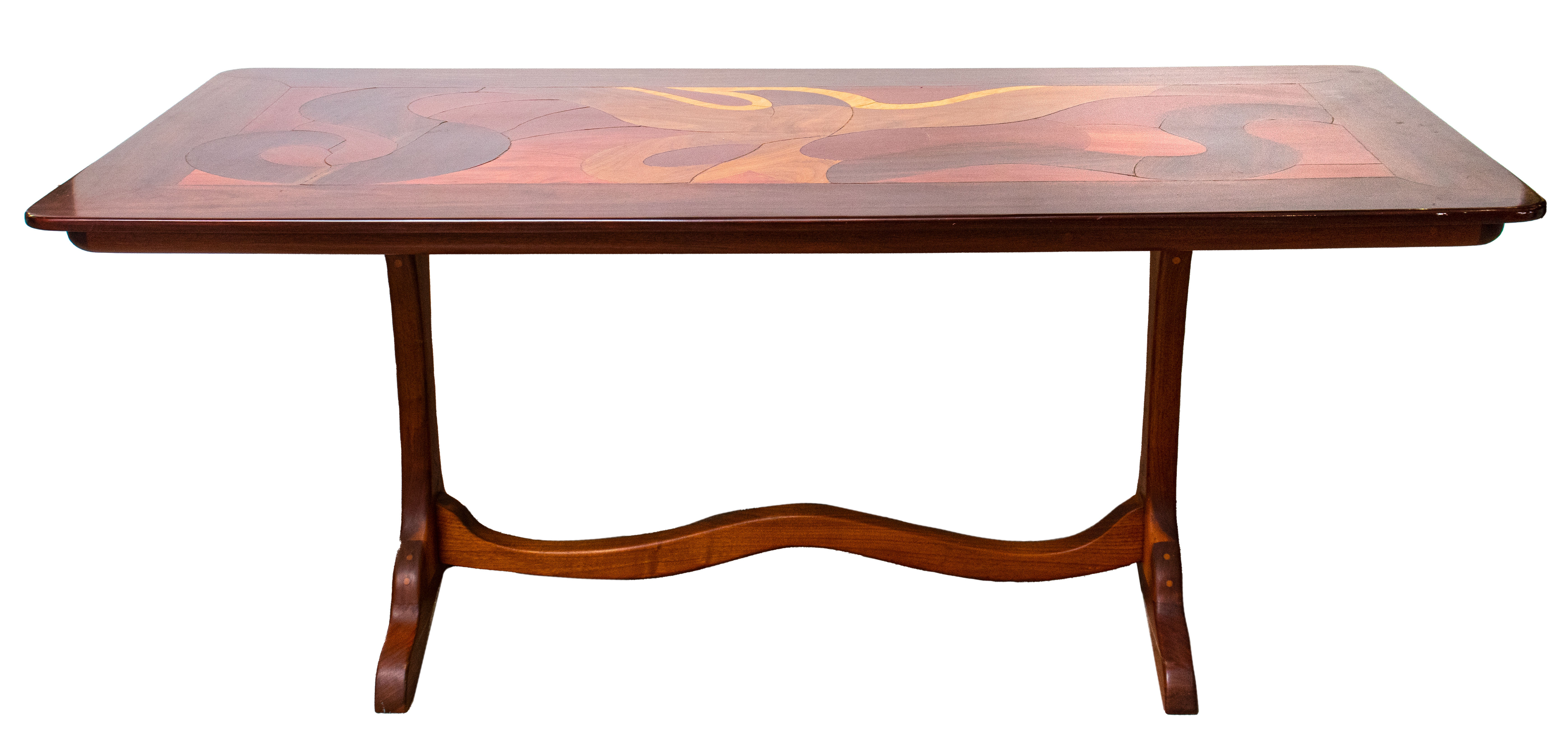 Appraisal: JULIUS HATOFSKY WOOD INLAID DINING TABLE Julius Hatofsky American -