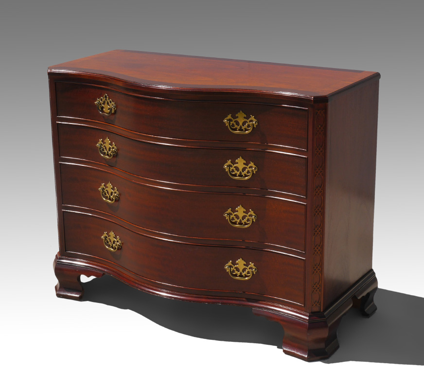 Appraisal: BAKER MAHOGANY CHIPPENDALE STYLE DRESSER Serpentine front canted corners with