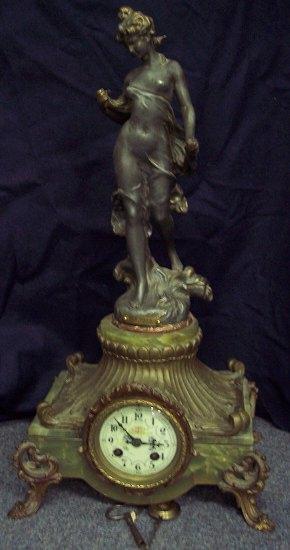 Appraisal: A th Century onyx mantel clock the gilt metal mounted