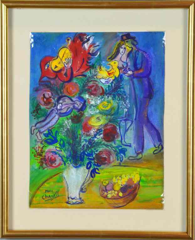 Appraisal: Attributed Signed Chagall Gouache On Papersigned LL by Marc Chagall