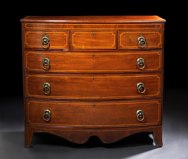 Appraisal: Regency Mahogany Bowfront Chest first quarter th century the banded