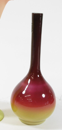 Appraisal: A WHEELING PEACHBLOW ART GLASS BUD VASE American th C