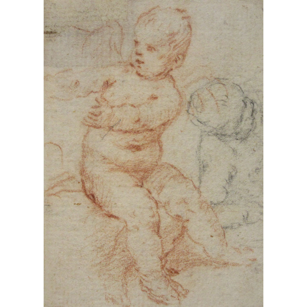 Appraisal: Attributed to Simone Cantarini Two Putti Red and black chalk