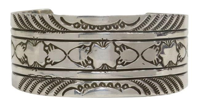 Appraisal: Native American sterling silver cuff bracelet signed RE Rick Enriquez