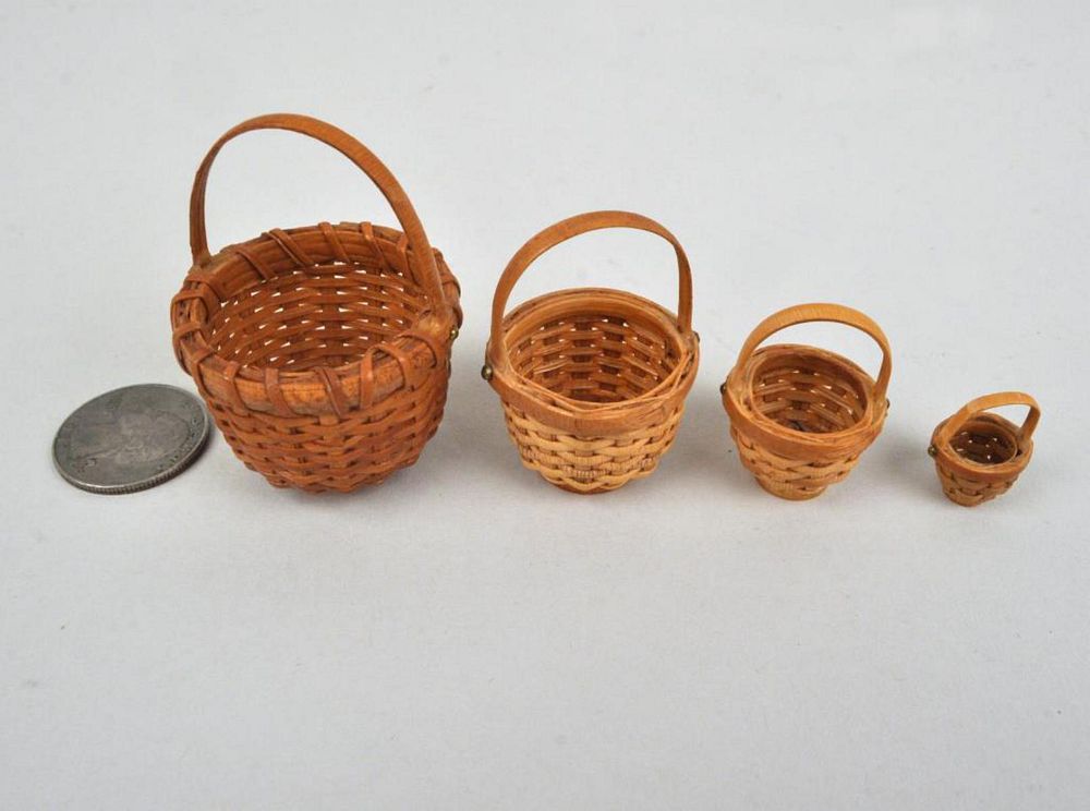 Appraisal: H Heyser Nest Four Miniature Nantucket Baskets signed Herman Heyser