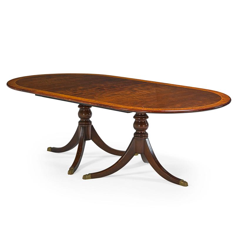 Appraisal: GEORGE III STYLE DOUBLE PEDESTAL DINING TABLE Condition Report DISCLAIMER