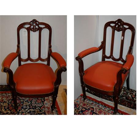 Appraisal: Pair of Early Victorian Mahogany Armchairs Estimate -