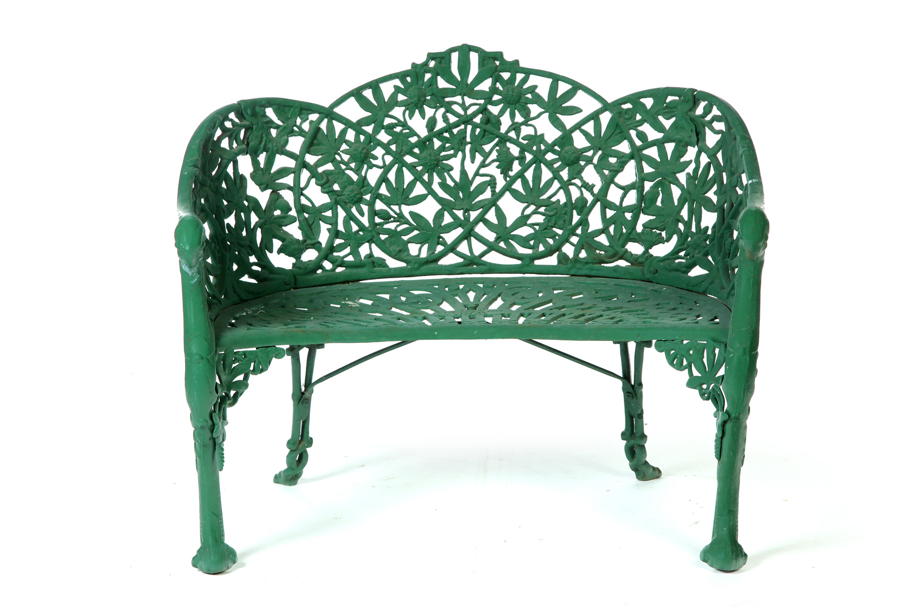 Appraisal: OHIO CAST IRON GARDEN BENCH Late th century Curved floral