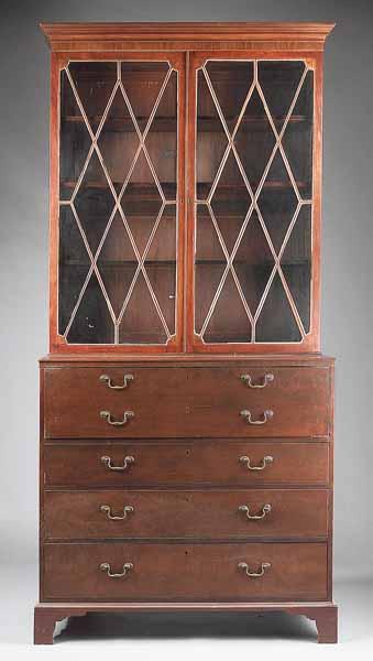 Appraisal: A George IV Mahogany Inlaid S cr taire Bookcase c