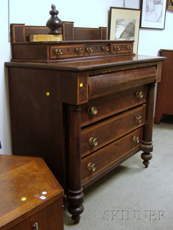 Appraisal: Empire Inlaid Mahogany and Mahogany Veneer Bureau