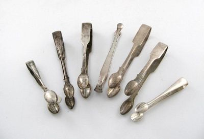 Appraisal: Seven various sugar tongs including four Fiddle pattern pairs a