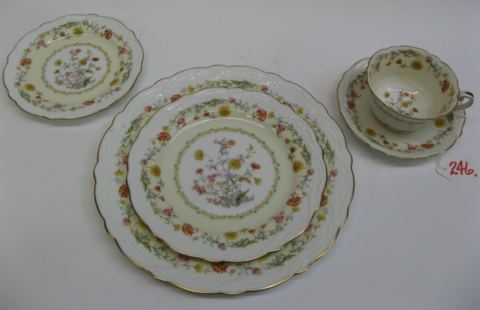 Appraisal: NORITAKE PIECE PORCELAIN DINNER SET Jupiter pattern orange and yellow