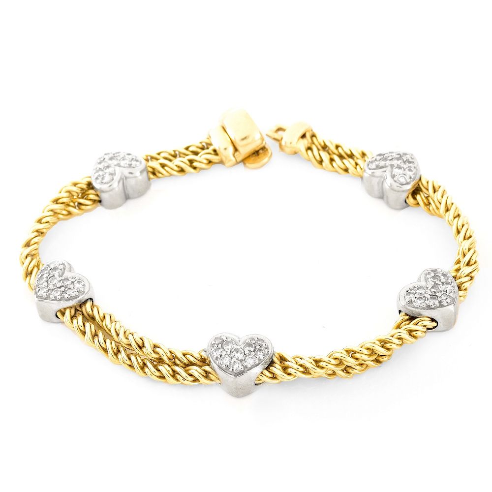 Appraisal: ct Diamond and K Gold Bracelet Approx Carat TW Round