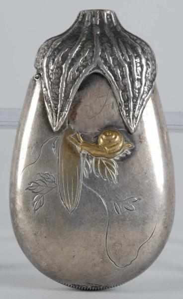 Appraisal: Silverplated Match Safe with Small Gold Snail Description Shows light