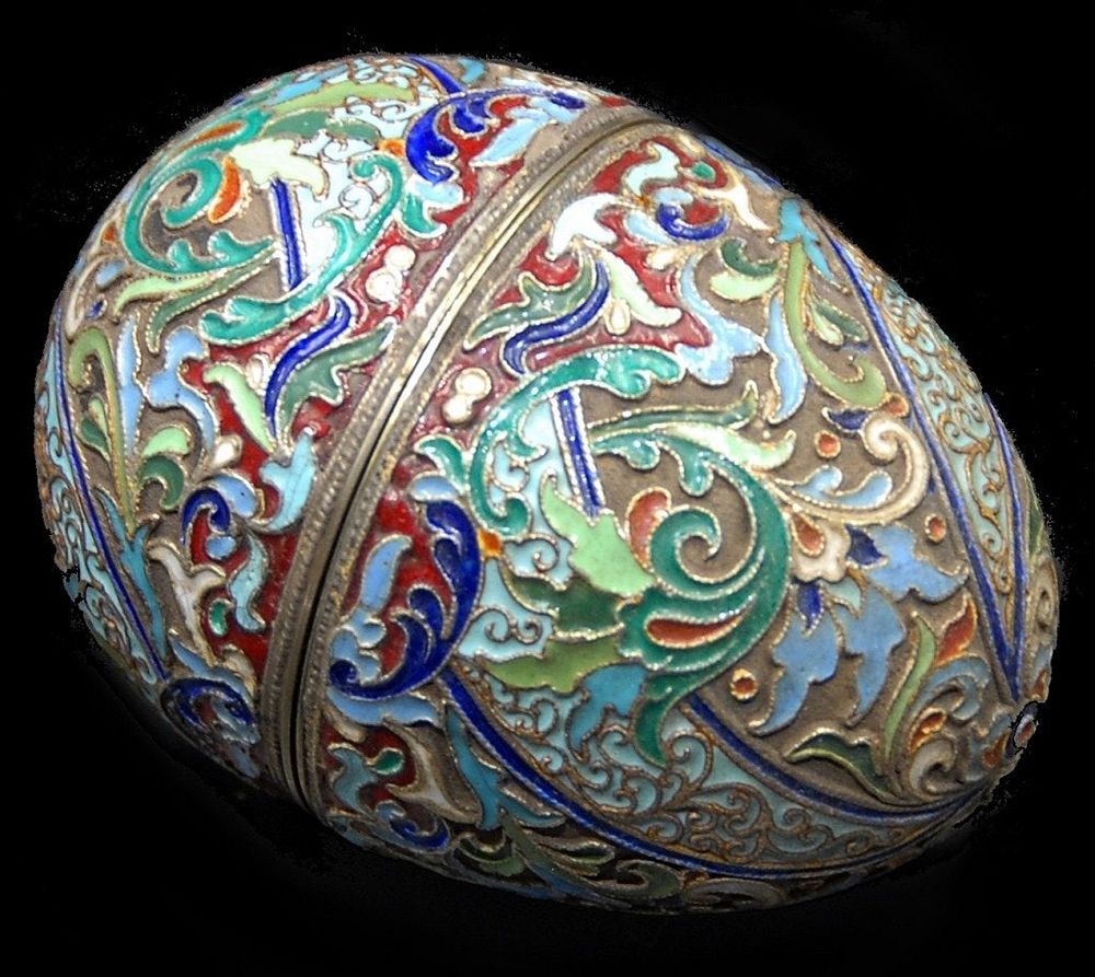 Appraisal: Russian Silver Enameled Egg Russian Silver Enameled Egg