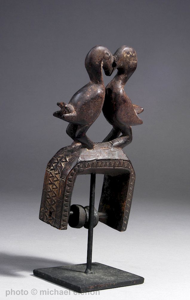 Appraisal: Early th C Guro Ppl Heddle Pulley w Birds Early