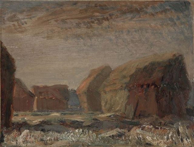 Appraisal: ARTHUR UPTON British th Century 'The Stackyard' initialled lower left