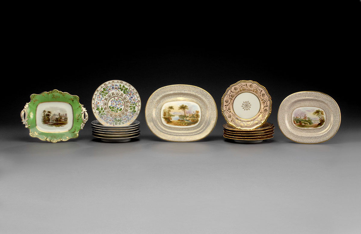 Appraisal: SET OF SEVEN ENGLISH PORCELAIN DESSERT PLATES POSSIBLY WORCESTER CIRCA