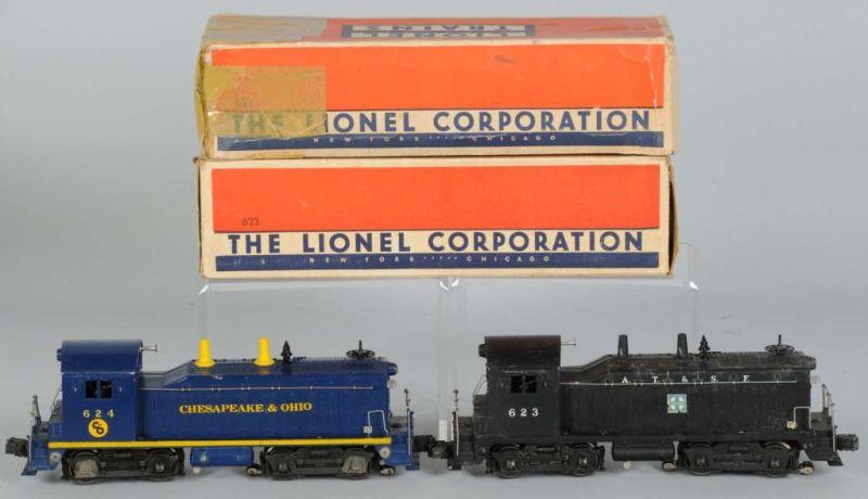 Appraisal: Lot of Lionel O-Gauge Diesel Switchers in OB Description Post-war