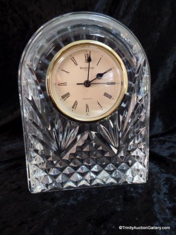 Appraisal: Waterford Crystal Mantle Clock Tagged Etched Elegant crystal quartz mantle