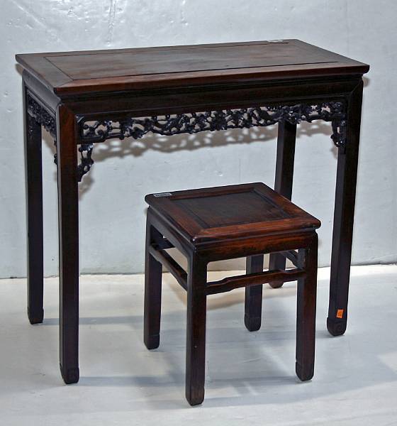 Appraisal: A Chinese altar table together with two Chinese side tables