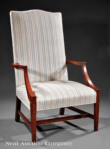 Appraisal: An American Federal-Style Bench-Made Inlaid Mahogany Library Armchair early th