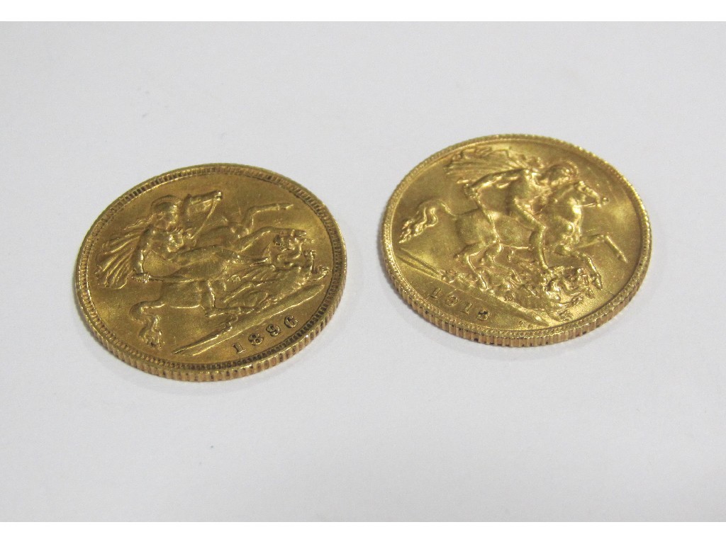 Appraisal: Two half sovereigns old Queen Victoria head George V dated