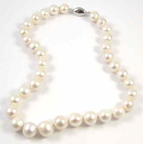 Appraisal: PRINCESS LENGTH WHITE PEARL NECKLACE - inches in length and