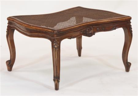 Appraisal: A Victorian walnut framed centre stool the cane work serpentine