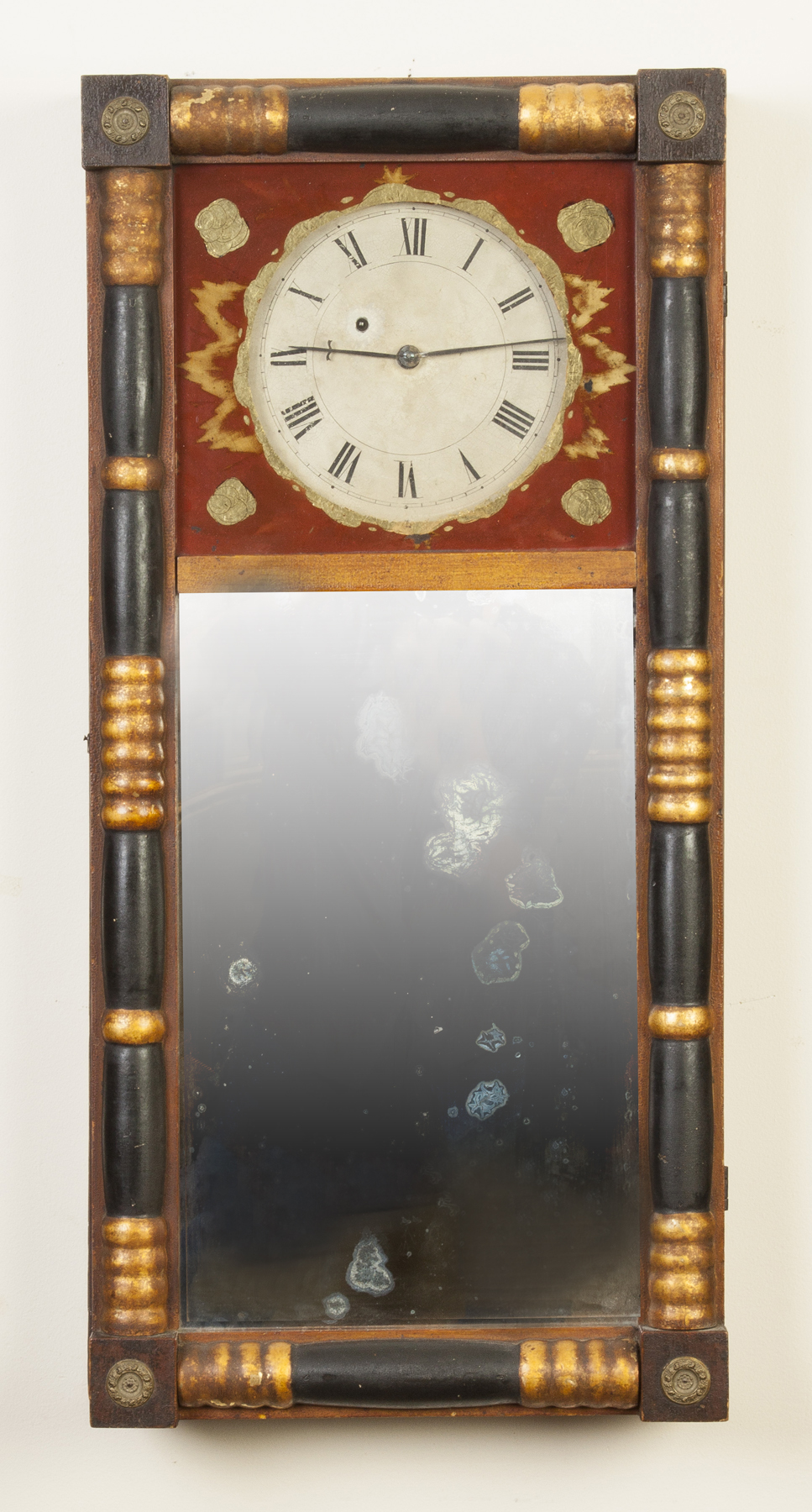 Appraisal: New Hampshire Mirror Clock Original finish gilding Original painted metal