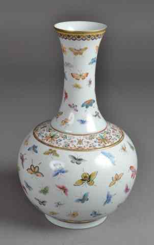 Appraisal: Chinese Butterfly VaseLarge bulbous vase with narrow neck and flared