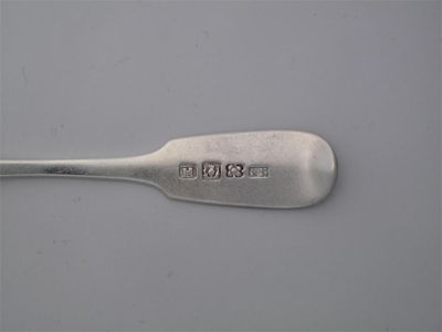 Appraisal: NATHANIAL RAE A bright cut engraved fiddle teaspoon script initial