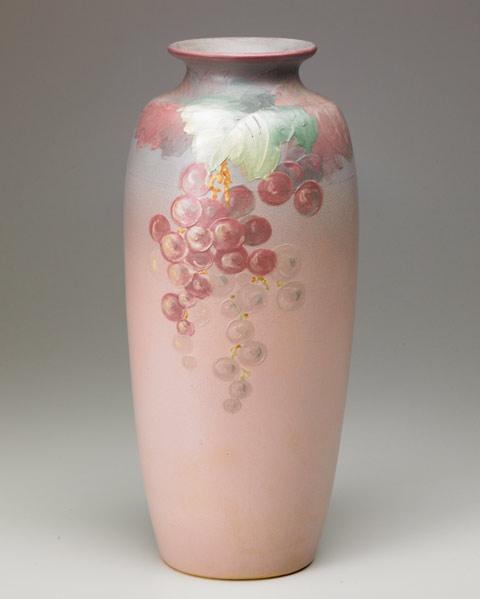 Appraisal: WELLER Perfecto tall vase painted with clusters of grapes on