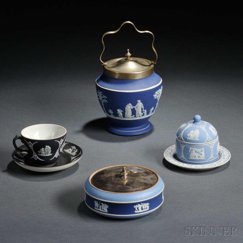 Appraisal: Five Wedgwood Jasper Items th and th century a black