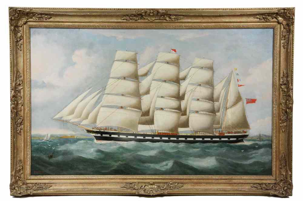 Appraisal: OOC - Ships Portrait of British Four Mast Barque 'Penares'