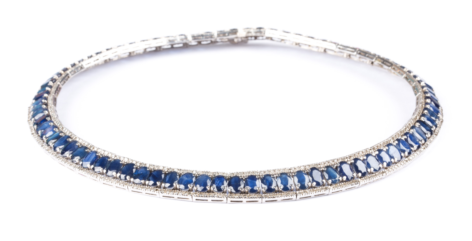 Appraisal: A Sapphire and Diamond Choker in K White Gold center