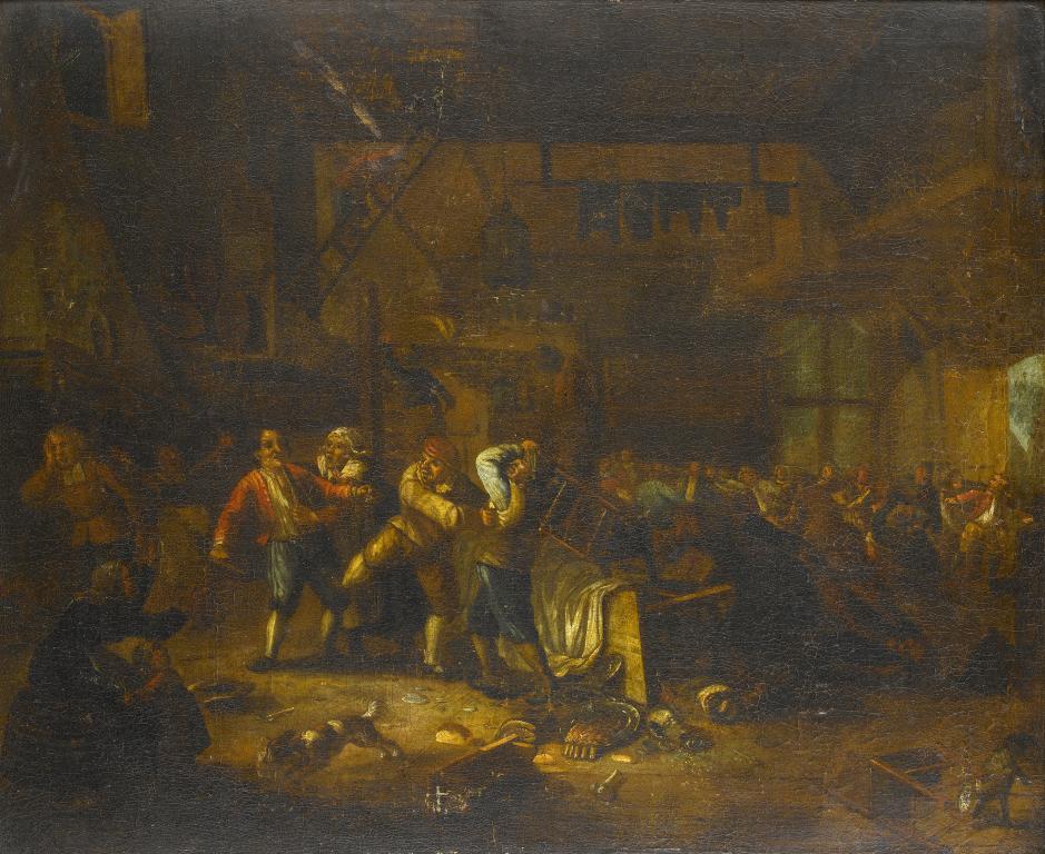 Appraisal: DUTCH SCHOOL TH CENTURY PEASANTS BRAWLING IN A TAVERN x