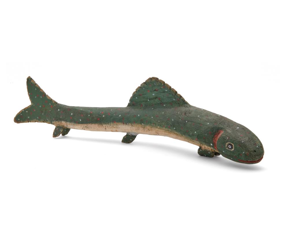 Appraisal: FELIPE ARCHULETA American - Fish carved and painted wood signed