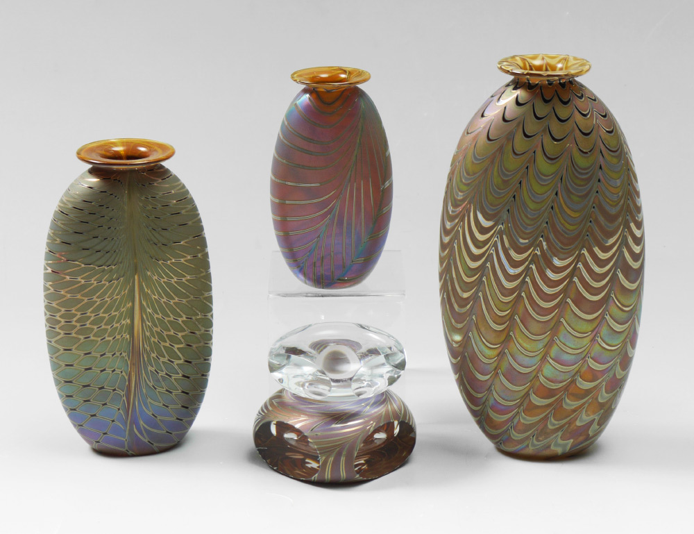 Appraisal: PIECE ZWEIFEL ART GLASS pieces total to include vases tallest