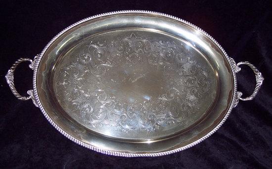 Appraisal: An engraved two-handled tray with gadroon border cm wide